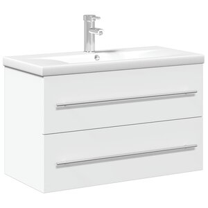 vidaXL Armoire lavabo de salle de bain avec bassin intégré blanc