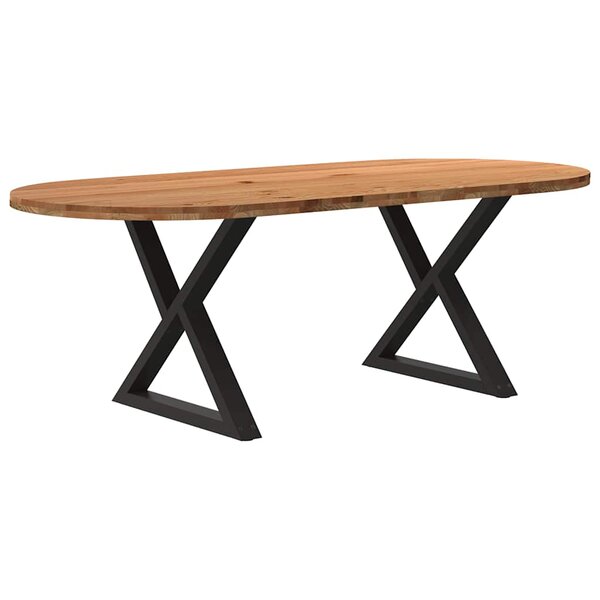 vidaXL Table à manger 220x100x74 cm bois de chêne massif ovale