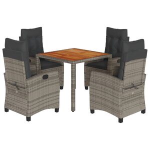 vidaXL Ensemble à manger de jardin 5 Pièces coussins gris résine tressée