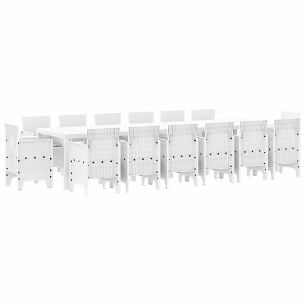 vidaXL Ensemble de salle à manger pour jardin 15 pc Blanc Rattan Polt