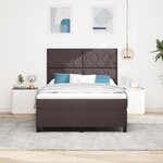 vidaXL Lit à ressorts avec matelas et LED marron foncé  140 x 200 cm  tissu