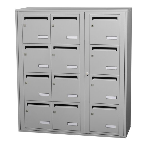 Bloc collectif Leabox  3x4  grade 3  simple face  intérieur  fixation murale  gris clair ral 7035 finition brillante