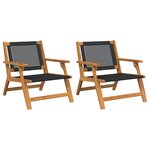 vidaXL Chaises de jardin 2 Pièces noires 76x67x73.5 cm en bois massif d'acacia