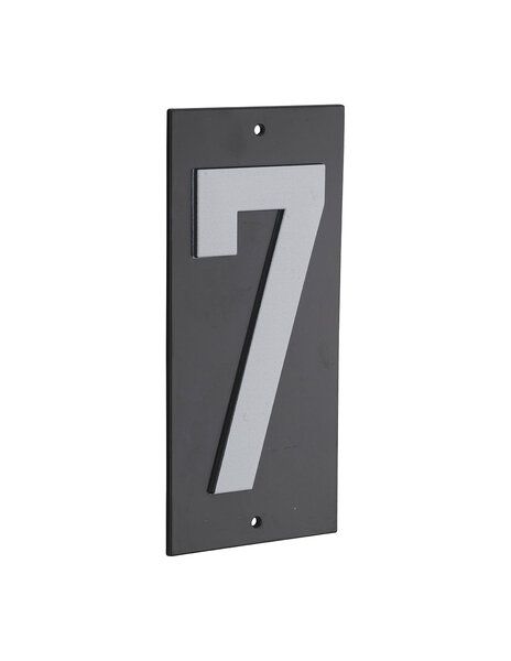 THIRARD - Plaque de signalisation 7  marquage blanc sur fond noir  panneau ABS à visser  56x120mm - THIRARD
