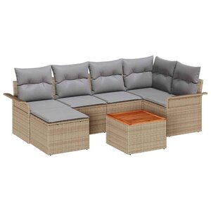 vidaXL Ensemble de canapé de jardin 7 Pièces Beige et Gris clair