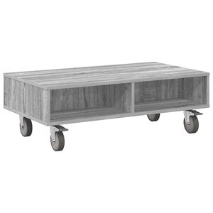 vidaXL Table d'appoint avec roues Gris Sonoma 90 x 50 x 30 cm