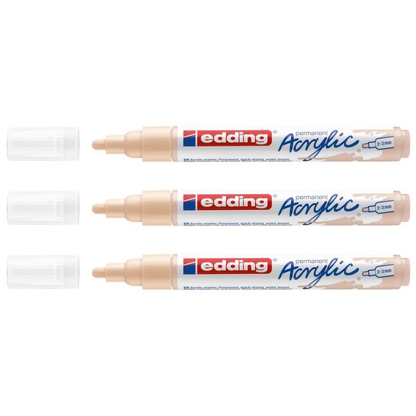 Marqueur Acrylique 5100 Beige chaud Pointe Moyenne 2-3 mm x 3 EDDING
