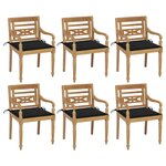 vidaXL Chaises Batavia avec coussins lot de 6 Bois de teck solide