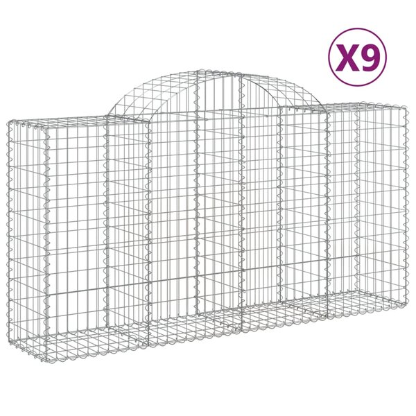 vidaXL Paniers à gabions arqués 9 Pièces 200x50x100/120 cm fer galvanisé