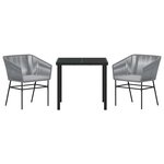 vidaXL Ensemble de salle à manger pour jardin 3 Pièces Gris Poly rotin