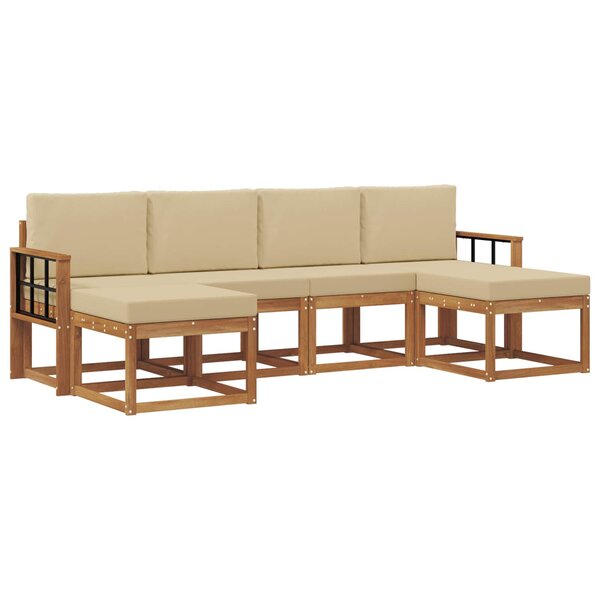 vidaXL Ensemble de canapés d'extérieur 6 pc Naturel et Beige