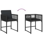 vidaXL Chaises de jardin lot de 4 avec coussins noir résine tressée