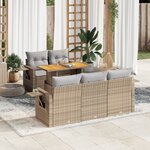vidaXL Salon de jardin avec coussins 6 Pièces beige résine tressée