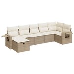vidaXL Salon de jardin avec coussins 7 Pièces beige résine tressée