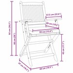 vidaXL Chaises de jardin pliantes avec coussins blancs  par 4  en bois d'acacia massif.