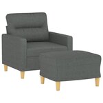 vidaXL Fauteuil avec repose-pied Gris foncé 60 cm Tissu