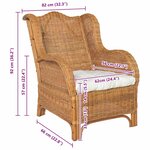 vidaXL Canapé avec coussin Marron clair Rotin naturel et lin