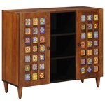 vidaXL Buffet avec porte Noyer 90 x 33 5 x 75 cm Bois de mangue massif