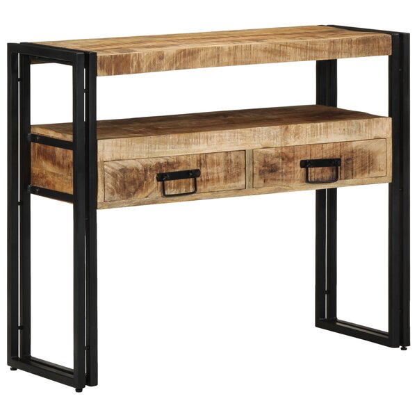 Tables d'appoint vidaXL Noires 90x33x75 cm en Bois de manguier massif et Métal