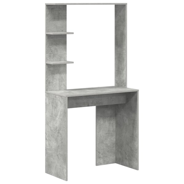 vidaXL Bureau gris béton Bois d'ingénierie Moyen Bureau d'ordinateur