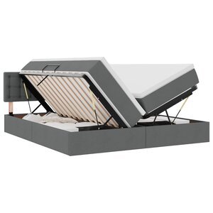 vidaXL Lit de rangement LED avec matelas Gris foncé 200 x 200 cm Tissu