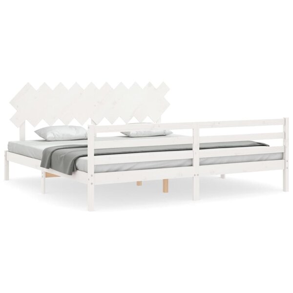 vidaXL Cadre de lit avec tête de lit blanc 200x200 cm bois massif
