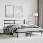 vidaXL Cadre de lit métal sans matelas et tête de lit noir 160x200 cm