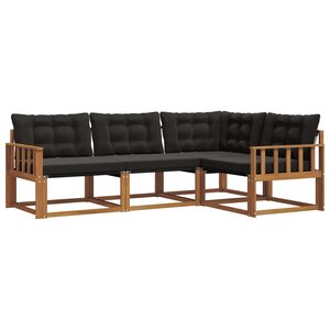 vidaXL Ensemble de canapés d'extérieur 4 pc Naturel et Noir