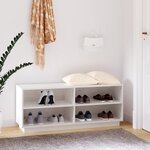 vidaXL Armoire à chaussures Blanc 110x34x45 cm Bois de pin massif