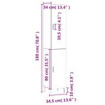 vidaXL Buffet haut Blanc brillant 34 5x34x180 cm Bois d'ingénierie