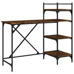 vidaXL Bureau d'ordinateur avec étagères chêne fumé 120x47x109 cm