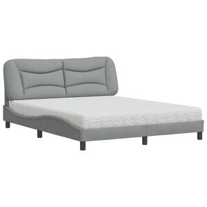 vidaXL Lit avec matelas Hvar gris clair 160x200 cm tissu