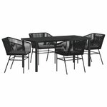 vidaXL Ensemble de salle à manger pour jardin avec coussin 5 Pièces Noir