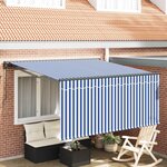 vidaXL Auvent Rétractable Bleu et Blanc 300 x 250 cm