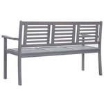 vidaXL Banc de jardin 3 places avec coussin 150 cm Gris Eucalyptus