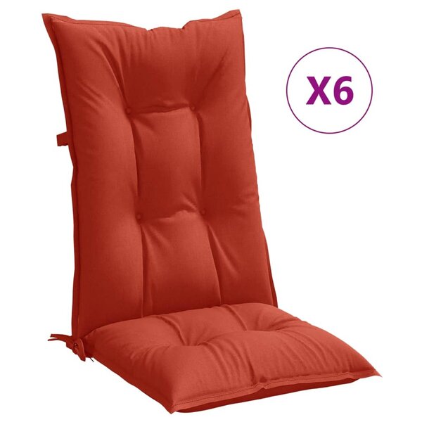 vidaXL Coussins de chaise à dossier haut lot de 6 rouge mélangé tissu