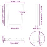 vidaXL Pieds de table à manger en V 3 pièces Anthracite 70 x (72-73 3) cm Acier