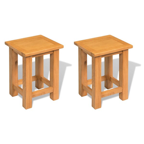 vidaXL Tables d'appoint 2 Pièces 27 x 24 x 37 cm Bois de chêne massif