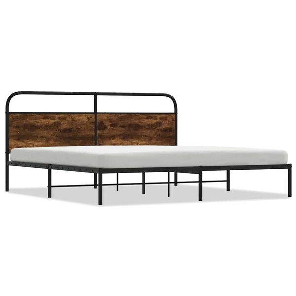vidaXL Cadre de lit en métal sans matelas chêne fumé 200x200 cm