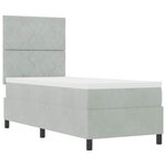 Lit Box Spring vidaXL avec Matelas & Lumière LED Gris Clair 80x200 cm Velours