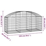 vidaXL Panier de gabions arqué 150x50x60/80 cm Fer galvanisé