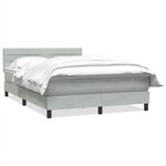 vidaXL Sommier à lattes de lit et matelas gris clair 160x220cm velours
