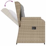 vidaXL Salon de jardin avec coussins 3 Pièces beige résine tressée