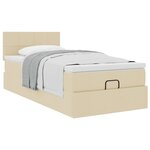 vidaXL Cadre de lit ottoman avec matelas crème 90x190 cm tissu