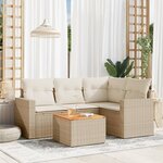 vidaXL Salon de jardin avec coussins 5 Pièces beige résine tressée