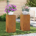 vidaXL Supports pour plantes 2 Pièces Rouillé 24 x 24 x 55 cm