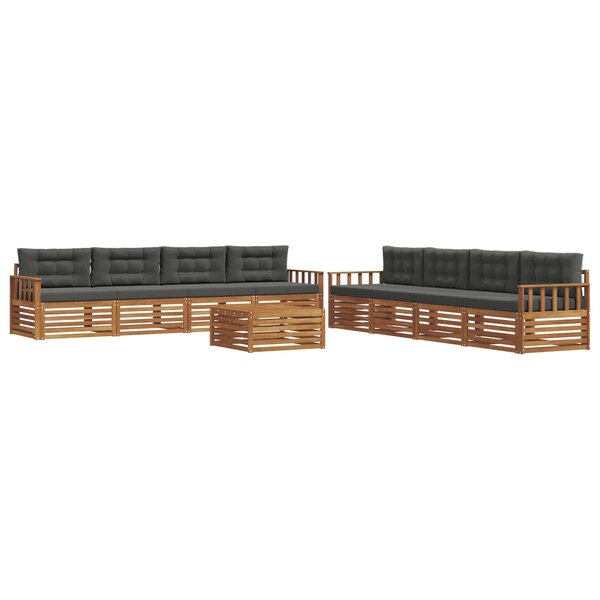 vidaXL Ensemble de canapés d'extérieur 9 pc Naturel et Anthracite