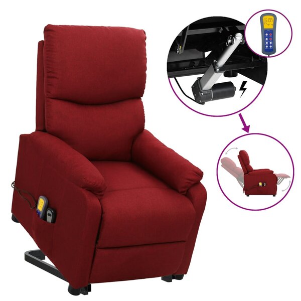 vidaXL Fauteuil de massage Rouge bordeaux Tissu