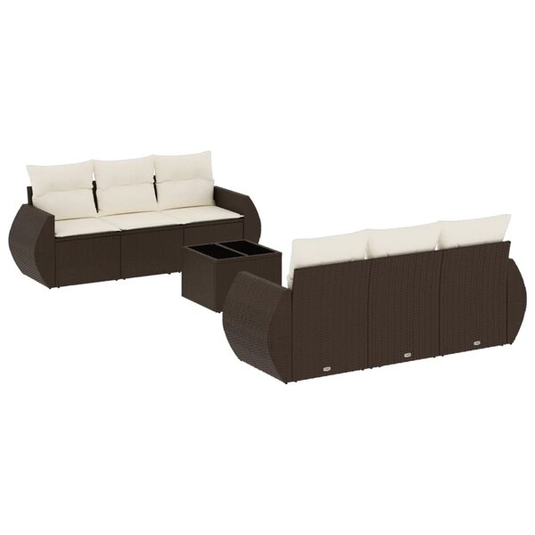 vidaXL Salon de jardin avec coussins 7 Pièces marron résine tressée