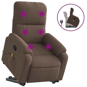 vidaXL Fauteuil inclinable de massage marron tissu microfibre
